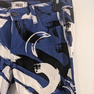PAIGE Blue, Black and White Painted Skinny Jeans